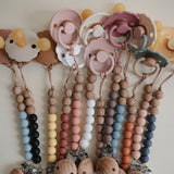 Silicone Pacifier Clip Red wood