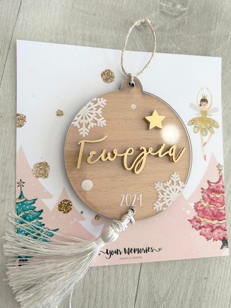 Acrylic & wood ornament (in card)